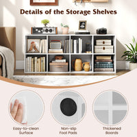 Grande bibliothèque horizontale sur pied Tangkula avec 8 étagères ouvertes et 2 kits anti-basculement