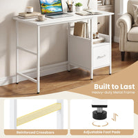 Tangkula White Desk with Storage Drawer & Shelf