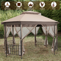 Tangkula 10 x 12 Ft Patio Gazebo, Heavy Duty Octagonal Gazebo Canopy w/Netting Sidewalls & Sturdy Steel Frame