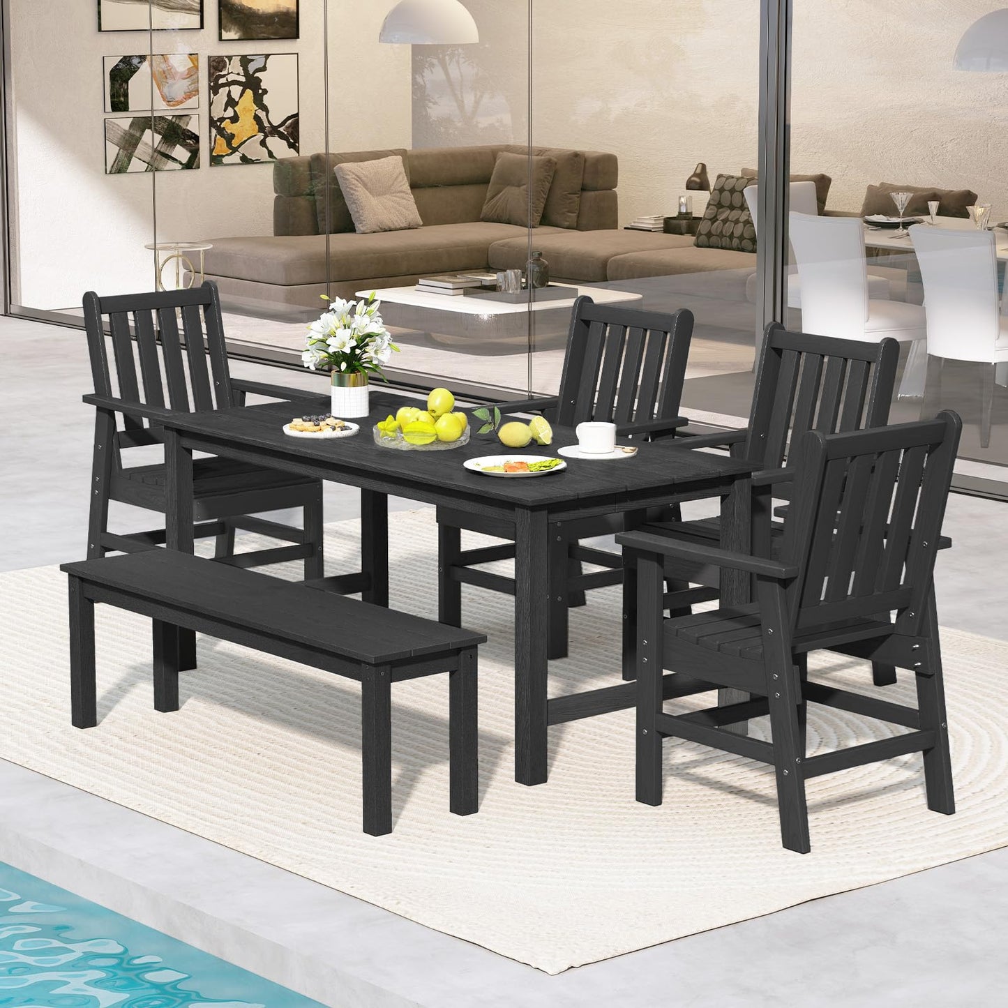 Tangkula 7 Pieces Patio Dining Set with 1.77” Umbrella Hole