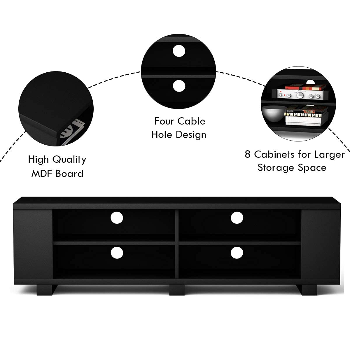 Wood TV Stand for TVs up to 65 Inch - Tangkula