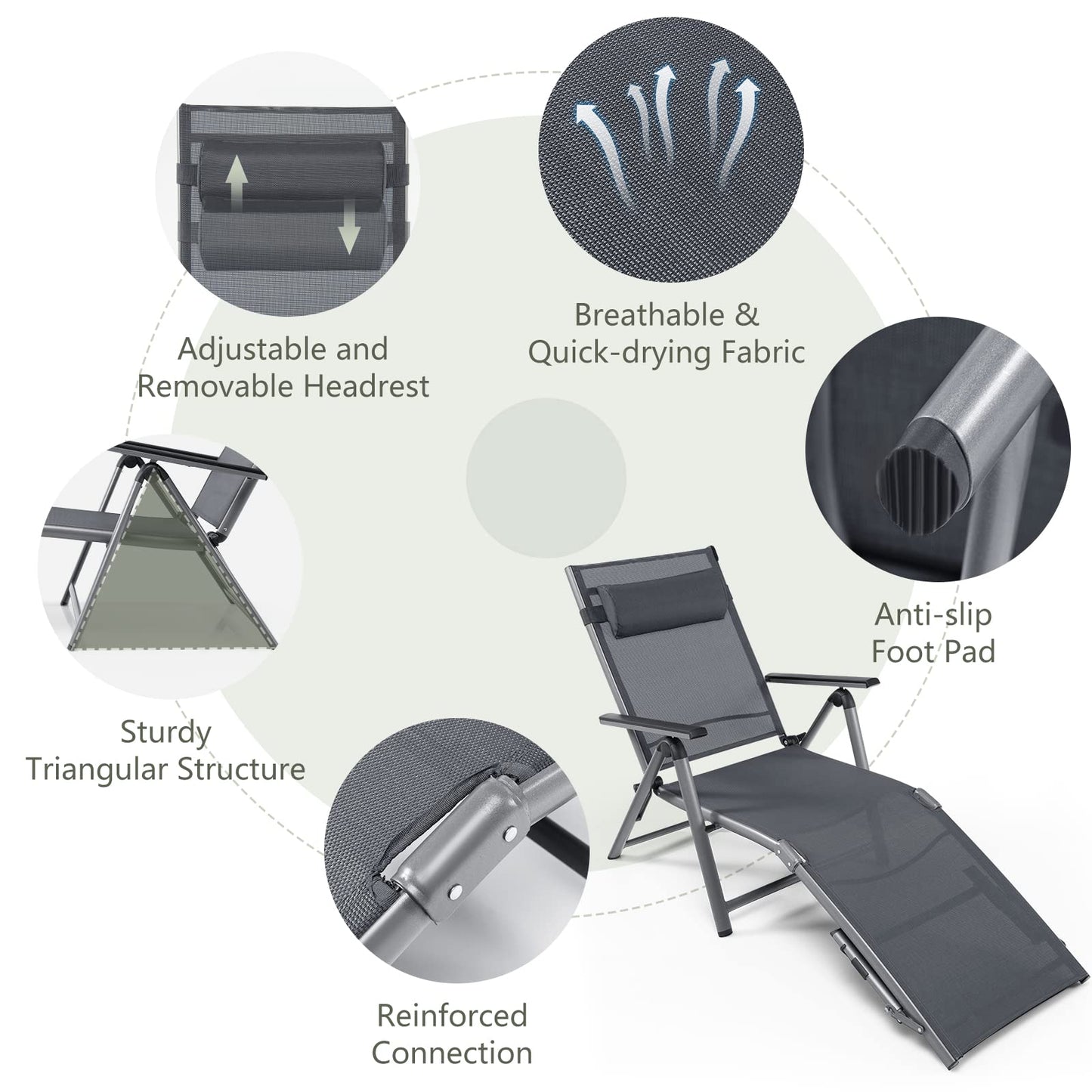 Tangkula Outdoor Aluminum Chaise Lounge Chair