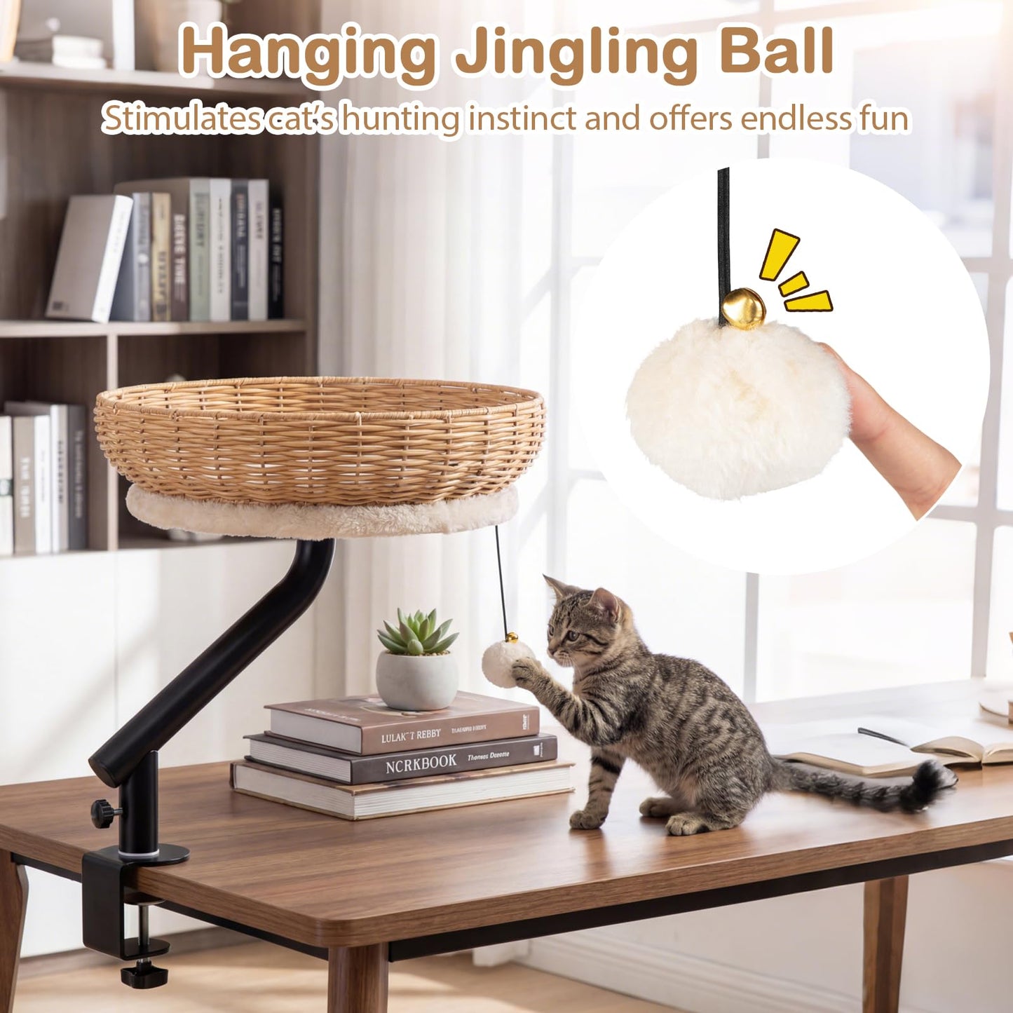 Tangkula Cat Desk Bed with Removable Padded Cushion