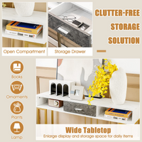 Tangkula Console Table with Drawer, 48" 2-Tier Faux Marble Sofa Table with Golden Steel Frame