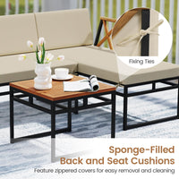 Tangkula 3 Pieces L-Shaped Outdoor Furniture Set