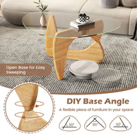 Tangkula Triangle Glass Coffee Table Mid-Century Modern Center Table