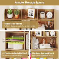 Tangkula Desktop Bookshelf Countertop Storage Hutch with 6 Storage Shelves
