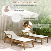 Tangkula Outdoor Chaise Lounge Chair, Rattan Patio Chaise with Armrests & 4-Level Backrest