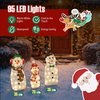 Tangkula 3 Piece Christmas Lighted Snowman Family Decoration