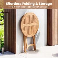 Tangkula 24” Round Solid Teak Outdoor Folding Bistro Table