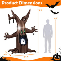Tangkula 8 FT Halloween Inflatable Dead Tree with Animated Popping Ghost