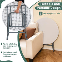 Table pliante ronde Tangkula 32", table de pique-nique portable avec plateau en PEHD résistant aux intempéries
