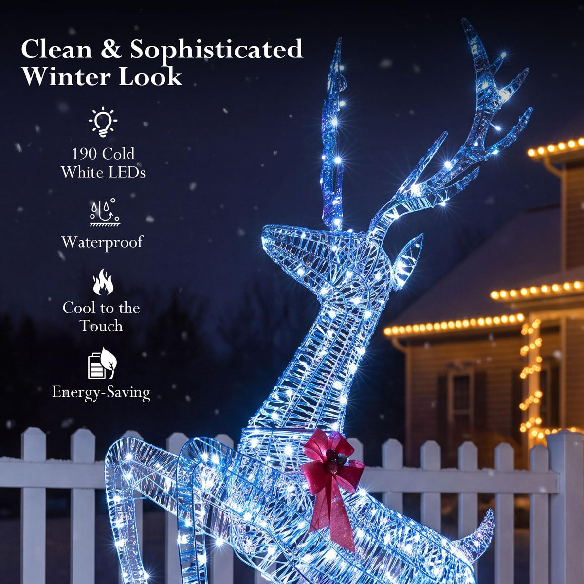 Tangkula 7.3 FT Christmas Lighted Iridescent Leaping Reindeer