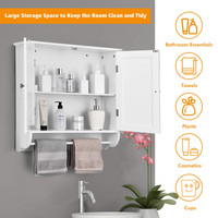 Tangkula Bathroom Cabinet Wall Mounted, Bathroom Medicine Cabinet with Towel Bar & Double Door & Adjustable Shelf