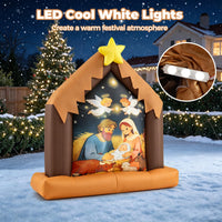 Tangkula 4 FT Christmas Inflatable Nativity Scene with Built-in LED Lights
