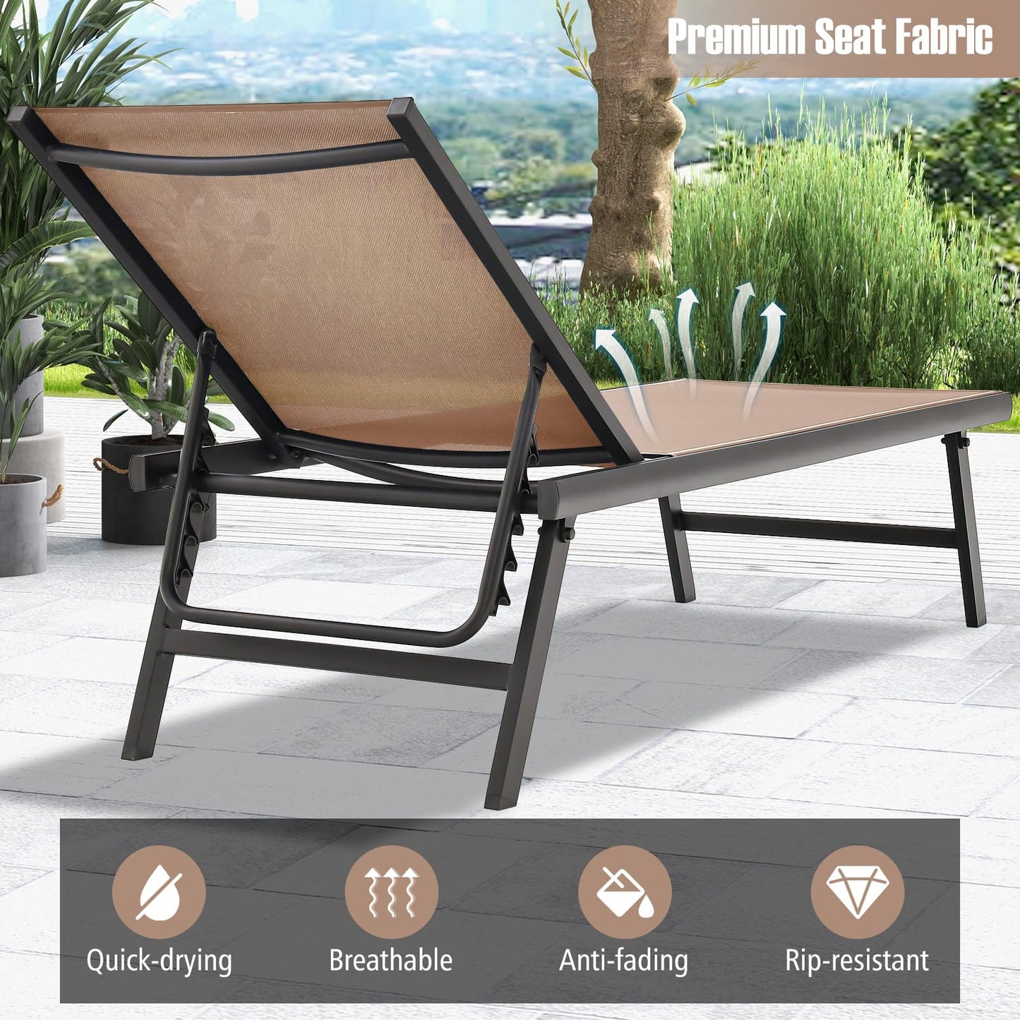 Tangkula 3 Piece Patio Chaise Lounge Set with Coffee Table