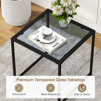 Tangkula Tempered Glass Top Side Table for Living Room Patio Backyard