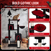 Tangkula 75" Tall Halloween Cat Tower with Sisal Scratching Posts & Ramp