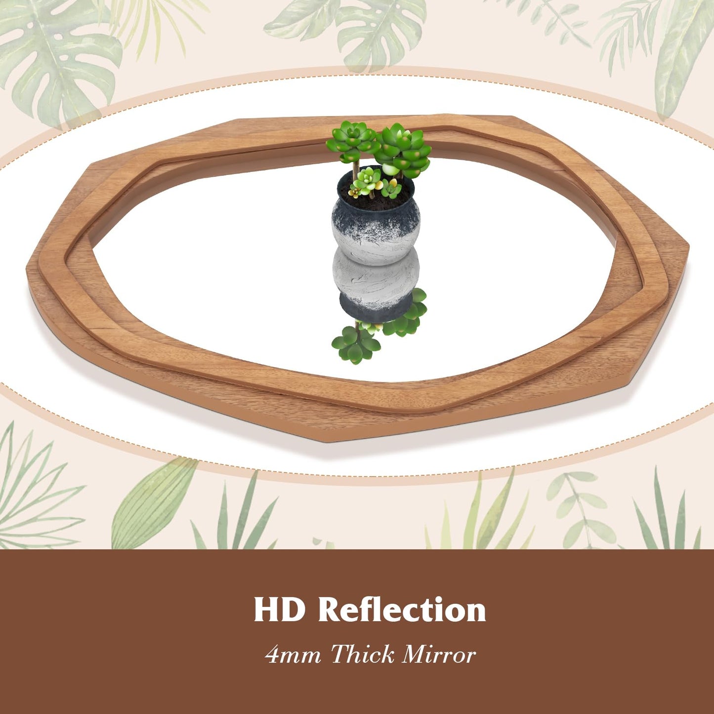 Tangkula Irregular Wood Framed Mirror, 35" x26" Large Farmhouse Decorative Mirror