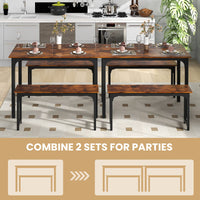 Tangkula 3-Piece Dining Table Set with Bench