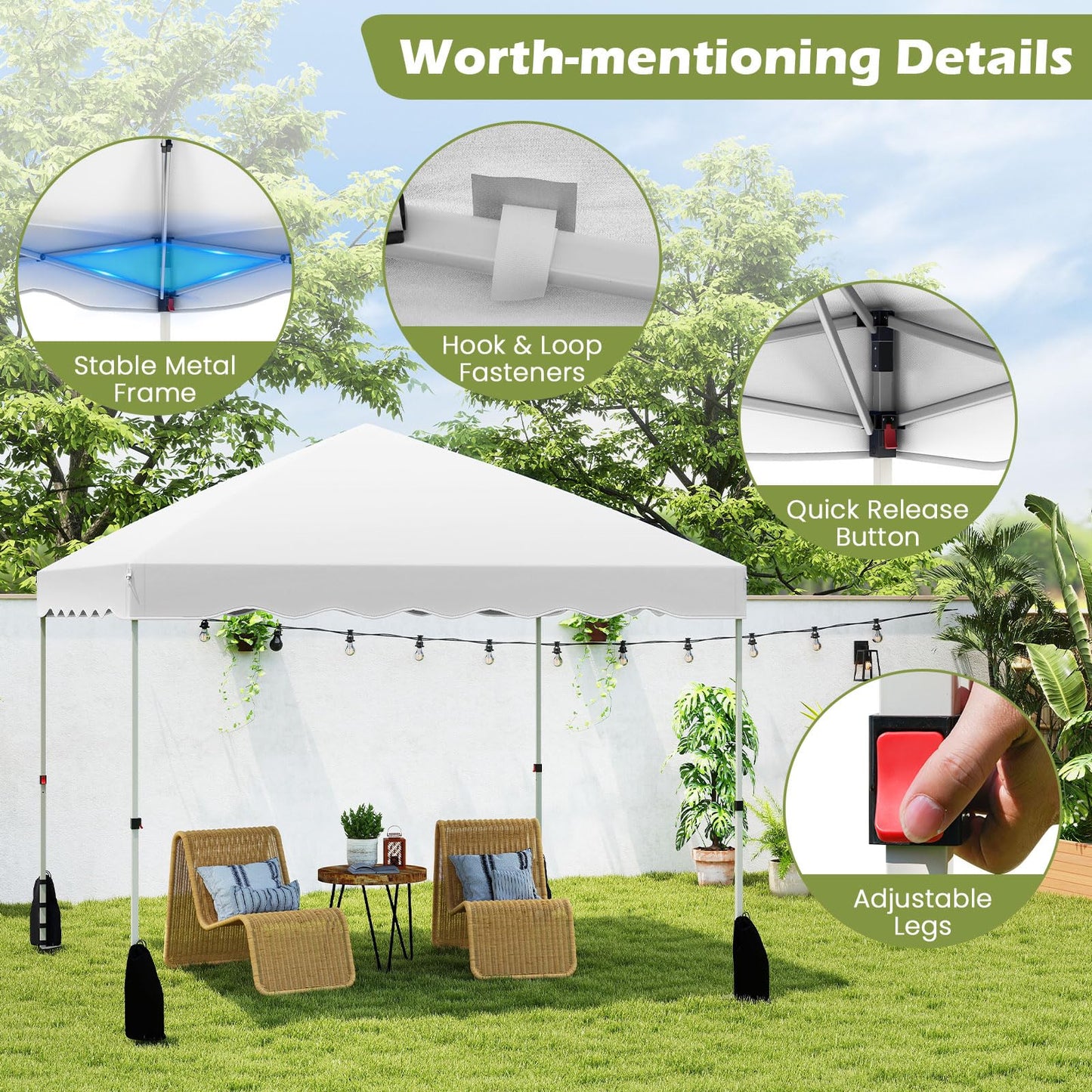 Tangkula 10x10 FT Pop Up Canopy UPF50+ Easy Set up Instant Tent with Wheeled Bag