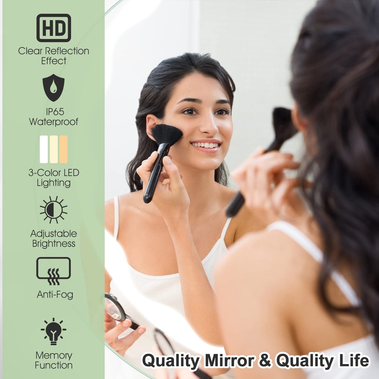 Tangkula 23.5" Round LED Bathroom Mirror