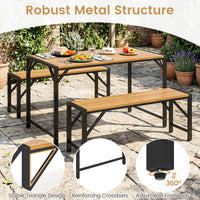 Tangkula Acacia Wood Outdoor Dining Table with 1.97” Umbrella Hole