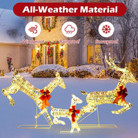 Tangkula 3-Piece Outdoor Christmas Lighted Reindeer Family Set, Light up Xmas Deer Decorations ( 3.4 FT+3.1 FT+1.6 FT )
