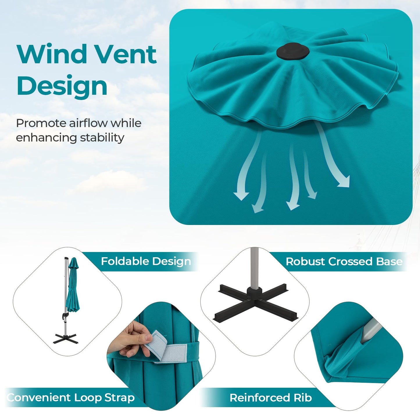 Tangkula 11 ft Round Patio Cantilever Umbrella