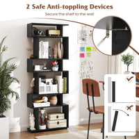 Tangkula 6 Tier S Shaped Bookshelf for Study