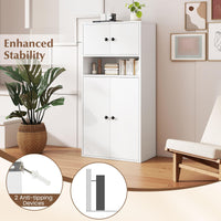 Tangkula 44” Tall Bookshelf with Doors 5-Tier Floor Standing