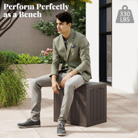 Tangkula 30 Gallon Outdoor Storage Box Resin Storage Bench with Lockable Lid