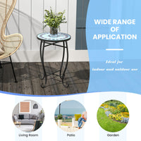 Tangkula Outdoor Side Table w/Ceramic Tile Top & Metal Frame