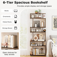 Tangkula 64" Tall 6-Tier S Shaped Bookcase with Anti-Tipping Kit
