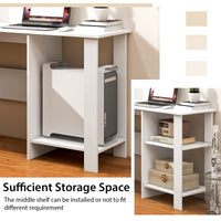 Tangkula White L Shaped Desk with Storage Shelves
