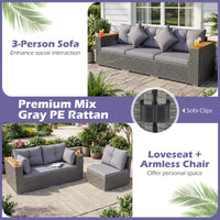 Tangkula 86.5" Large 3-Seat Patio Wicker Sofa for Garden