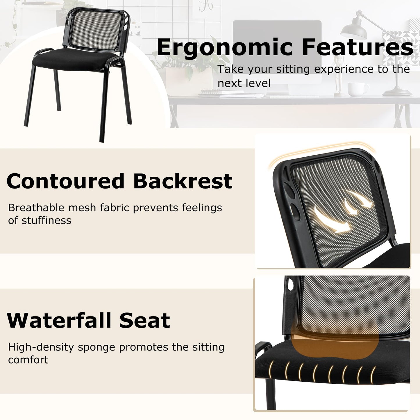 Tangkula Set of 5/10/15 Conference Chairs with Upholstered Seat