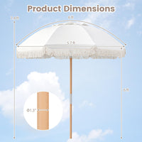 Tangkula 6 FT Patio Umbrella with Fringe for Garden