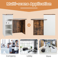 Tangkula Reception Desk, Front Counter Desk with Lockable Drawer & Adjustable Shelf