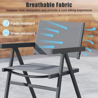 Tangkula Patio Chairs Set of 4 Outdoor Dining Chairs with Breathable Fabric Seat & Tilt Backrest