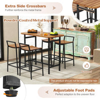 Tangkula 5 Piece Acacia Wood Bar Table Set
