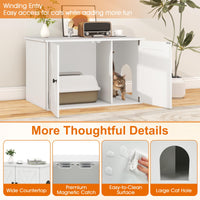 Tangkula Cat Litter Box Enclosure | Hidden Cat Washroom Cabinet with Double Doors