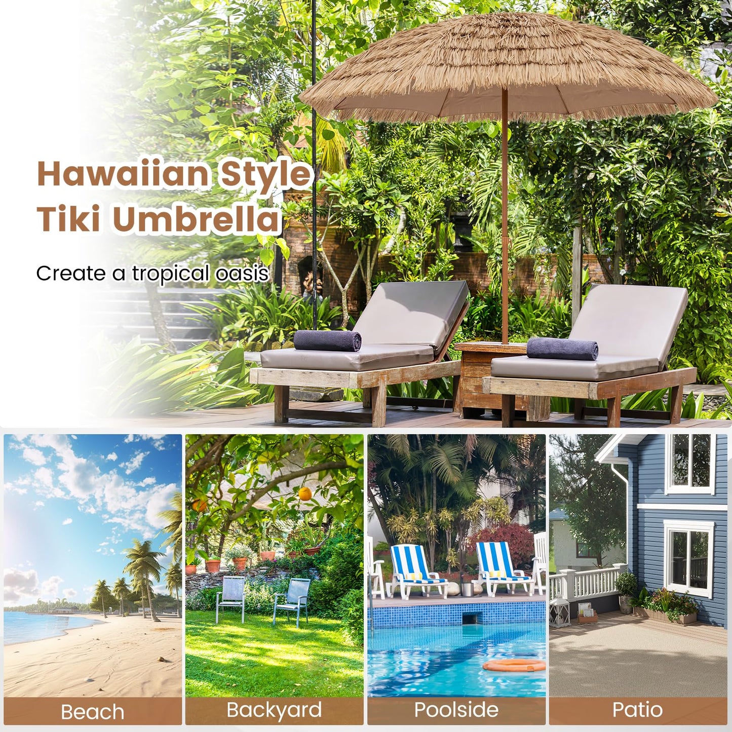 Tangkula 8Ft Tiki Patio Umbrella for Garden
