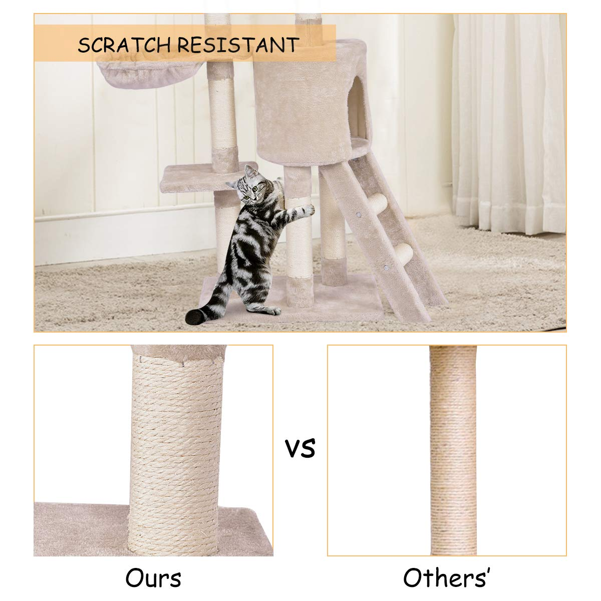 Tangkula 56-inch Cat Tree, Multi-Level Cat Tower Condo with Cat Scratching Post and Ladder