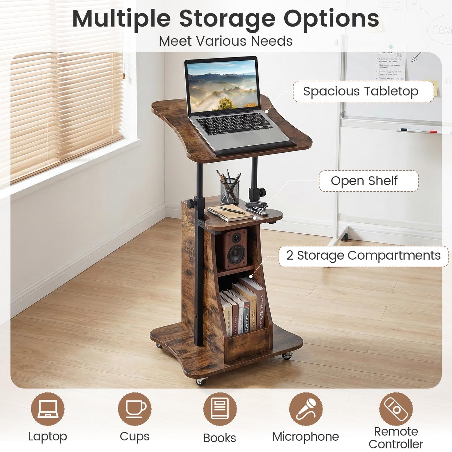 Tangkula Mobile Lectern Podium for Home Office School