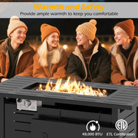 Tangkula 40 Inch Outdoor Propane Fire Pit Rectangle Gas Fire Table with Lava Rocks