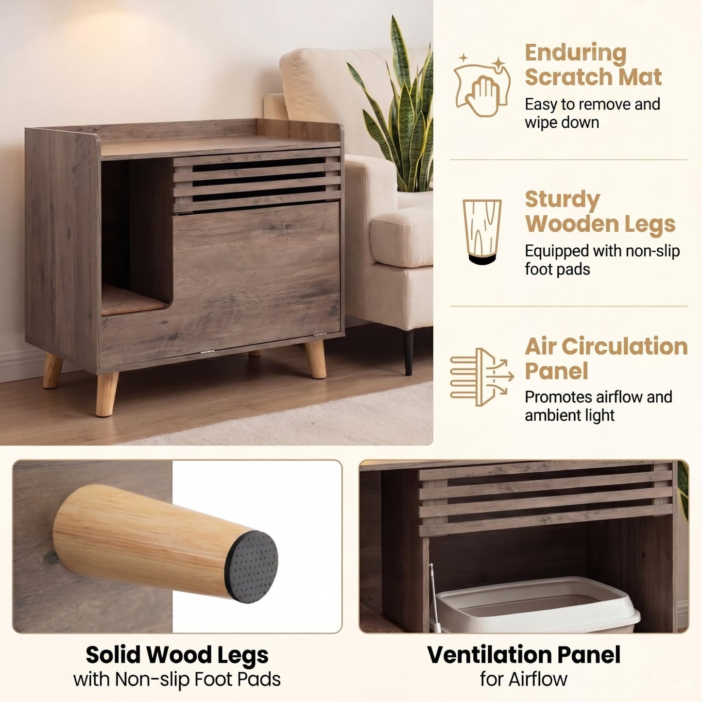 Tangkula Farmhouse Litter Box Enclosure