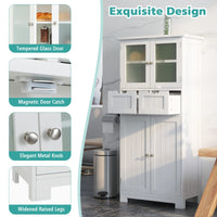 Tangkula Tall Bathroom Storage Cabinet, Freestanding Floor Cabinet