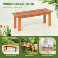 Tangkula Outdoor Backless Bench for Front Porch Garden Balcony Park Indoor