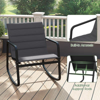 Tangkula 3 Piece Outdoor Rocking Bistro Set | Porch Rocker Chairs with Tempered Glass Table